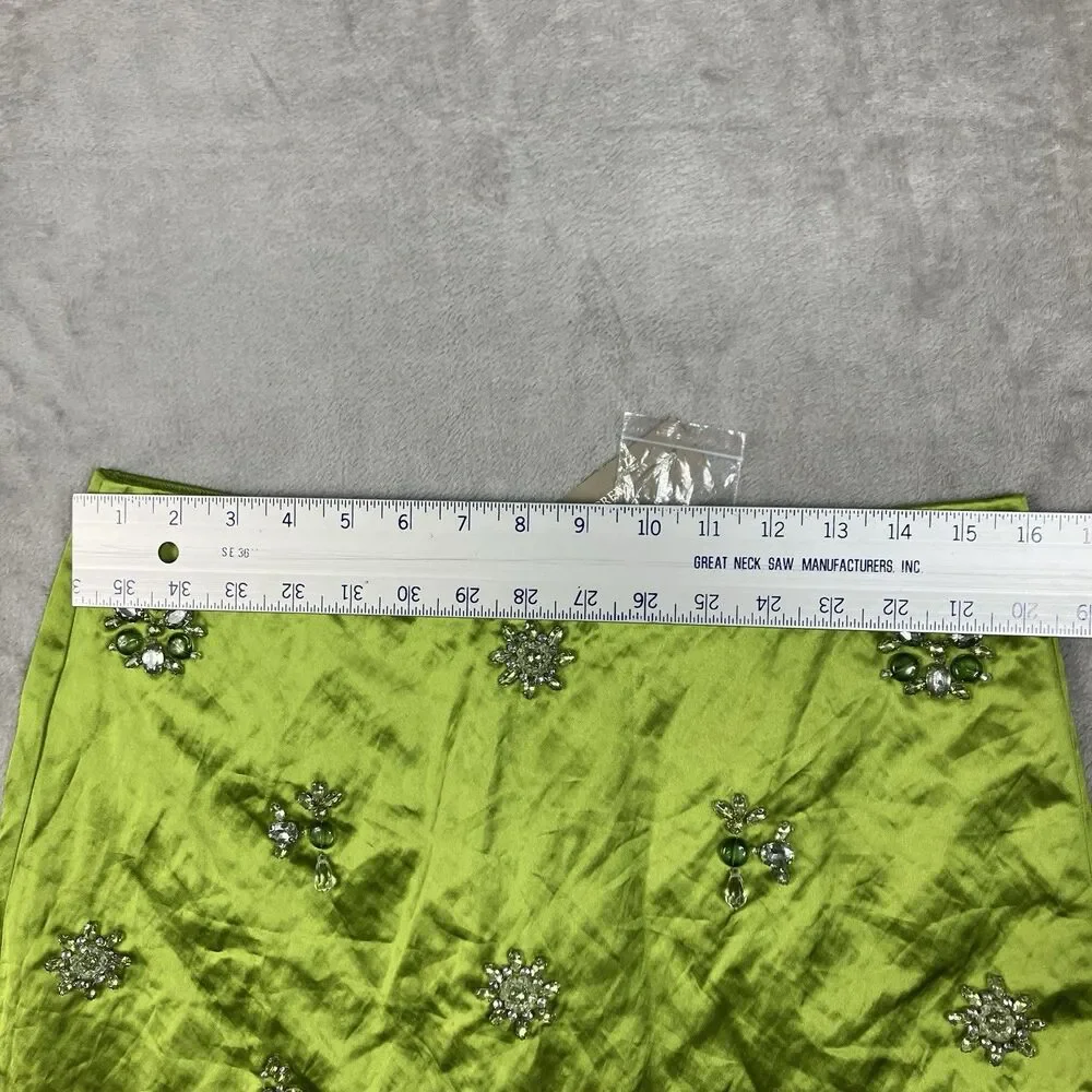 J Crew Collection Skirt Green Crystal Embellished Mini Satin Fairfax Womens 6